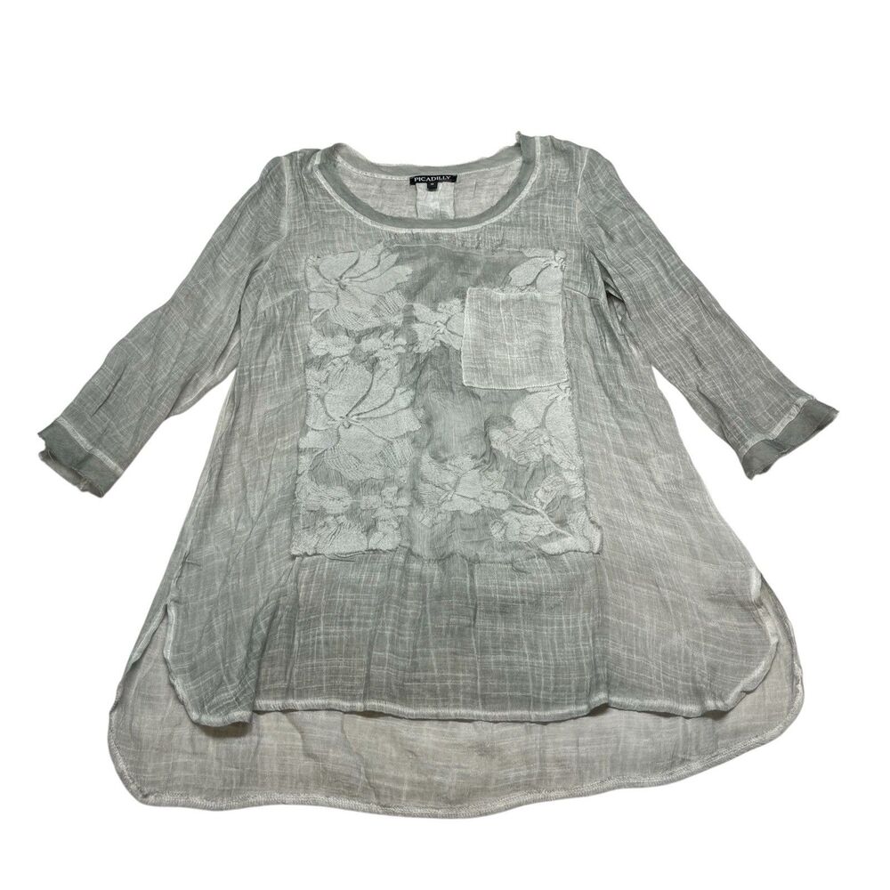 Picadilly Boho Mesh Tunic Lagenlook 3/4 Sleeve Hippie